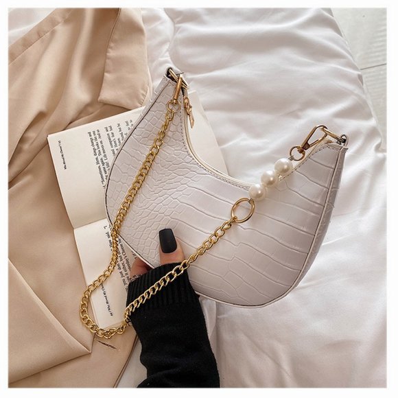 Crocodile retro armpit bag, ins chain, cross-body bag, Crescent bag - Picture 2 of 2